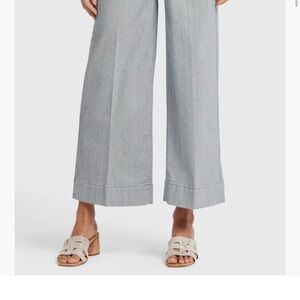 NYDJ Light Blue Pinstripe Wide Leg Jeans